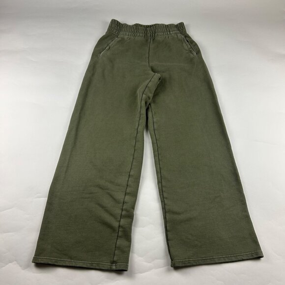 Aerie Offline Washed Green French Terry High Rise Wide Leg Lounge Pant S - Picture 1 of 6